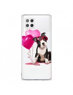 Coque Samsung A42 Chien Dog Ballon Lunettes Coeur Rose...