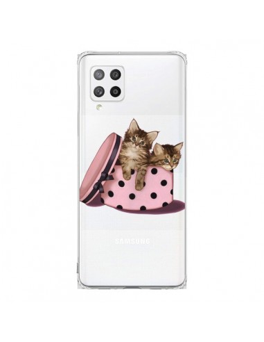 Coque Samsung A42 Chaton Chat Kitten Boite Pois Transparente - Maryline Cazenave