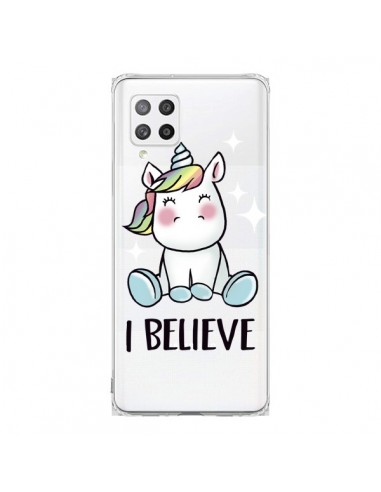 Coque Samsung A42 Licorne I Believe Transparente - Maryline Cazenave