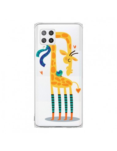 Coque Samsung A42 L'oiseau et la Girafe Amour Love Transparente - Maria Jose Da Luz