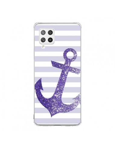 Coque Samsung A42 Ancre Violet Navire - Monica Martinez