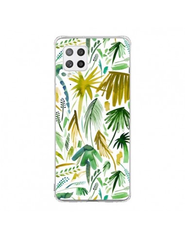 Coque Samsung A42 Brushstrokes Tropical Palms Green - Ninola Design