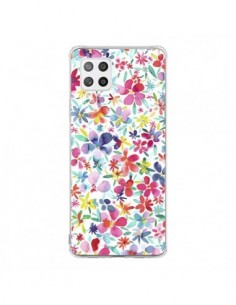 Coque Samsung A42 Colorful Flowers Petals Blue - Ninola...
