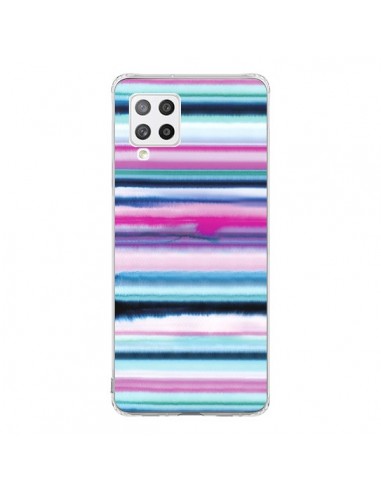 Coque Samsung A42 Degrade Stripes Watercolor Pink - Ninola Design