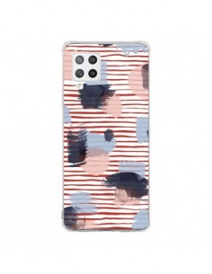 Coque Samsung A42 Watercolor Stains Stripes Red - Ninola...