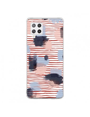 Coque Samsung A42 Watercolor Stains Stripes Red - Ninola Design