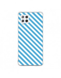 Coque Samsung A42 Bonbon Candy Bleue et Blanche Rayée - Nico