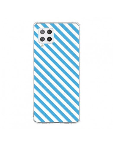 Coque Samsung A42 Bonbon Candy Bleue et Blanche Rayée - Nico