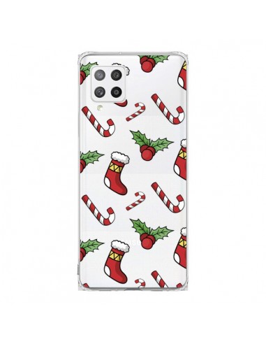 Coque Samsung A42 Chaussette Sucre d'Orge Houx de Noël transparente - Nico