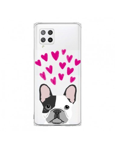 Coque Samsung A42 Bulldog Français Coeurs Chien Transparente - Pet Friendly