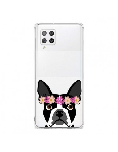 Coque Samsung A42 Boston Terrier Fleurs Chien Transparente - Pet Friendly