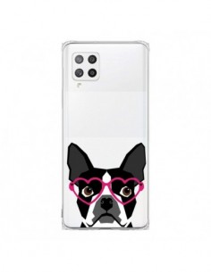 Coque Samsung A42 Boston Terrier Lunettes Coeurs Chien...