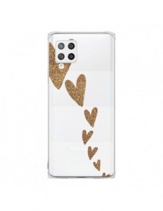 Coque Samsung A42 Coeur Falling Gold Hearts Transparente...