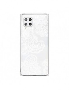 Coque Samsung A42 Lacey Paisley Mandala Blanc Fleur...