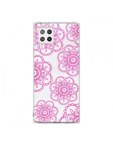 Coque Samsung A42 Pink Doodle Flower Mandala Rose Fleur Transparente - Sylvia Cook