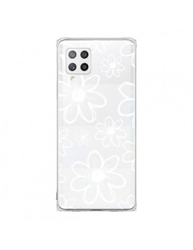 Coque Samsung A42 Mandala Blanc White Flower Transparente - Sylvia Cook