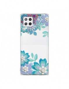 Coque Samsung A42 Winter Flower Bleu, Fleurs d'Hiver...