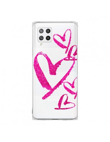 Coque Samsung A42 Pink Heart Coeur Rose Transparente - Sylvia Cook