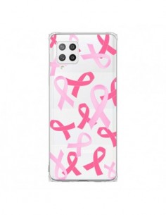 Coque Samsung A42 Pink Ribbons Ruban Rose Transparente -...