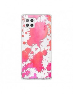 Coque Samsung A42 Watercolor Splash Taches Rose Orange...