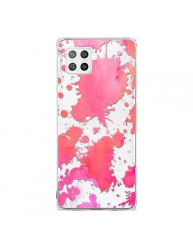 Coque Samsung A42 Watercolor Splash Taches Rose Orange Transparente - Sylvia Cook