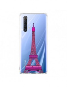 Coque Realme X50 5G Tour Eiffel Rose Paris Transparente -...
