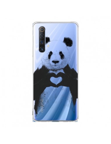Coque Realme X50 5G Panda All You Need Is Love Transparente - Balazs Solti