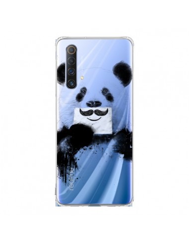 Coque Realme X50 5G Funny Panda Moustache Transparente - Balazs Solti