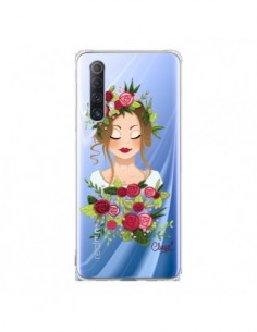 Coque Realme X50 5G Femme Closed Eyes Fleurs Transparente...