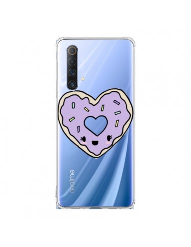 Coque Realme X50 5G Donuts Heart Coeur Violet Transparente - Claudia Ramos