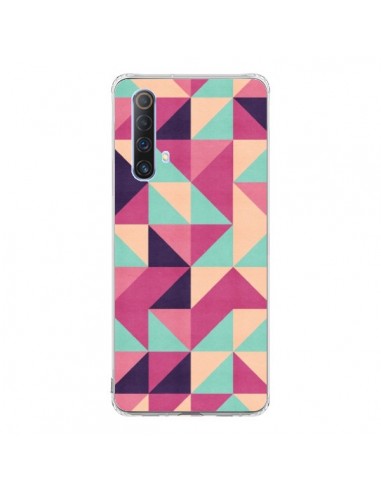 Coque Realme X50 5G Azteque Triangle Rose Vert - Eleaxart