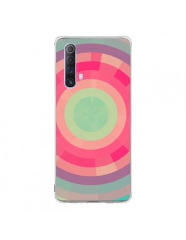 Coque Realme X50 5G Spirale de Couleurs Rose Vert - Eleaxart