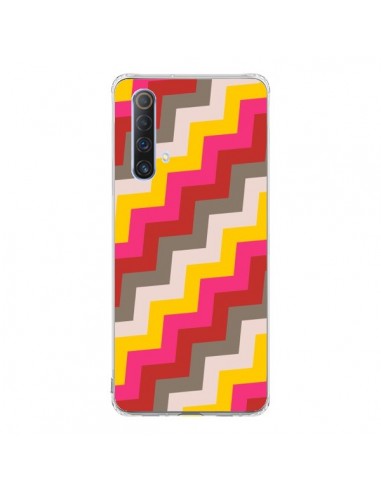 Coque Realme X50 5G Lignes Triangle Azteque Rose Rouge - Eleaxart