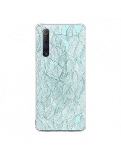 Coque Realme X50 5G Courbes Meandre Bleu Vert Nuageux -...