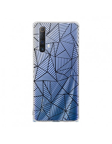 Coque Realme X50 5G Lignes Grilles Triangles Full Grid Abstract Noir Transparente - Project M