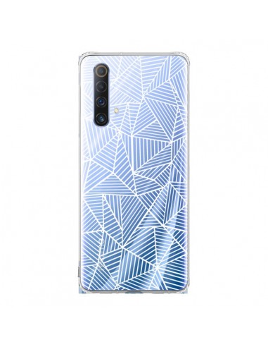 Coque Realme X50 5G Lignes Grilles Triangles Full Grid Abstract Blanc Transparente - Project M
