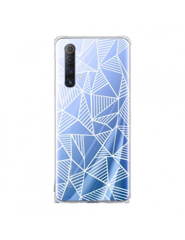 Coque Realme X50 5G Lignes Grilles Triangles Grid Abstract Blanc Transparente - Project M