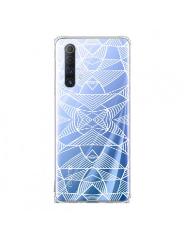 Coque Realme X50 5G Lignes Miroir Grilles Triangles Grid Abstract Blanc Transparente - Project M