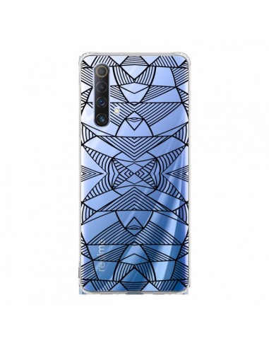 Coque Realme X50 5G Lignes Miroir Grilles Triangles Grid Abstract Noir Transparente - Project M