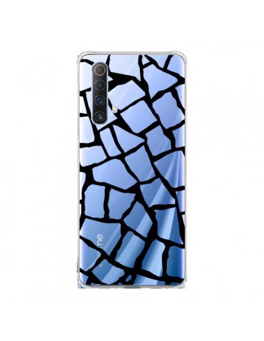 Coque Realme X50 5G Girafe Mosaïque Noir Transparente - Project M