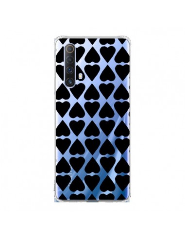 Coque Realme X50 5G Coeurs Heart Noir Transparente - Project M