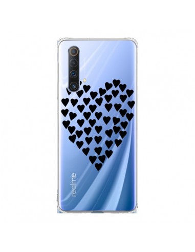Coque Realme X50 5G Coeurs Heart Love Noir Transparente - Project M