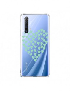 Coque Realme X50 5G Coeurs Heart Love Mint Bleu Vert...