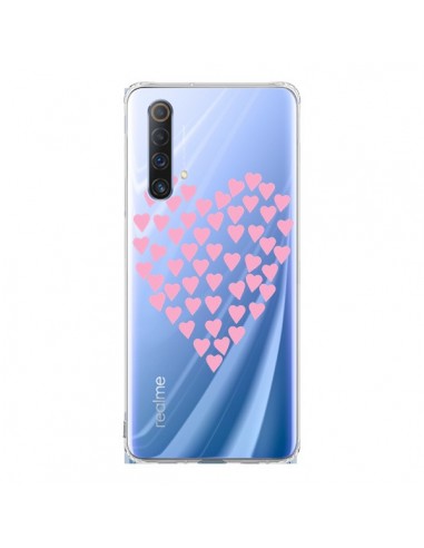 Coque Realme X50 5G Coeurs Heart Love Rose Pink Transparente - Project M
