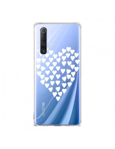 Coque Realme X50 5G Coeurs Heart Love Blanc Transparente - Project M