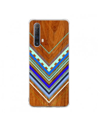 Coque Realme X50 5G Azteque Arbutus Blue Bois Aztec Tribal - Jenny Mhairi