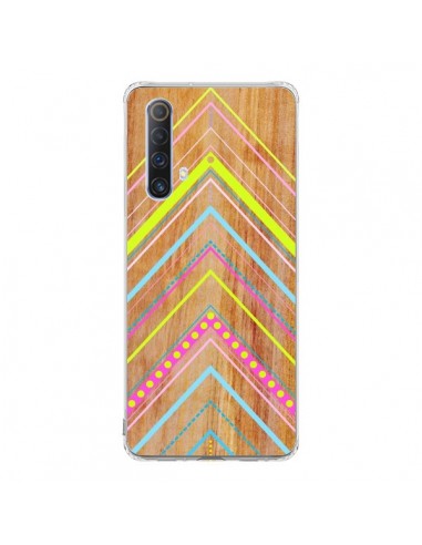 Coque Realme X50 5G Wooden Chevron Pink Bois Azteque Aztec Tribal - Jenny Mhairi