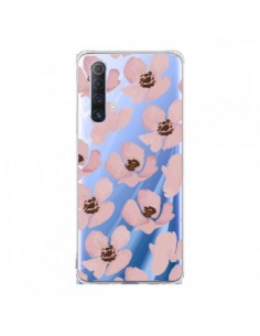 Coque Realme X50 5G Fleurs Roses Flower Transparente -...