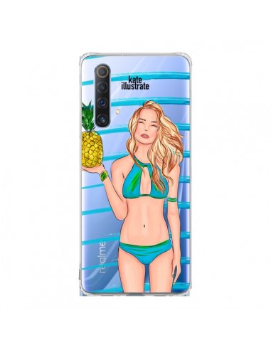 Coque Realme X50 5G Malibu Ananas Plage Ete Bleu Transparente - kateillustrate