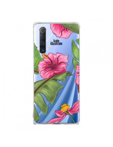 Coque Realme X50 5G Tropical Leaves Fleurs Feuilles Transparente - kateillustrate